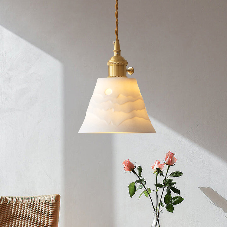 Rising sun ceramic ceiling lamp