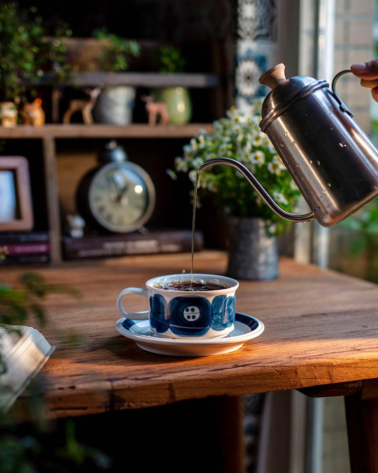 Retro Blue Rosemary Coffee Cup