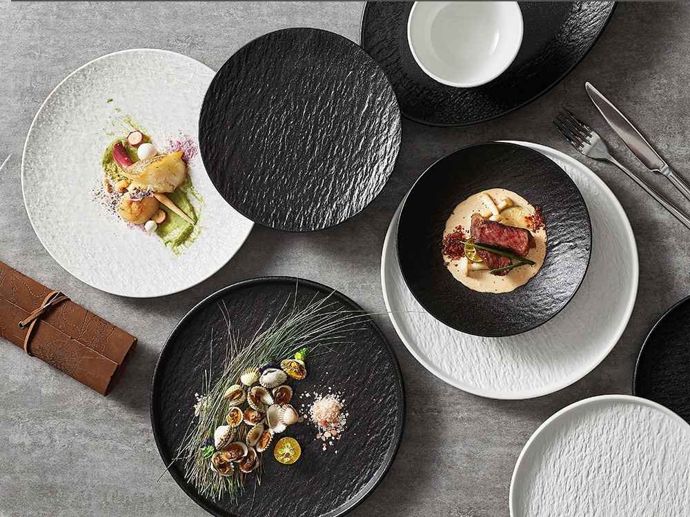 Black And White Stoneware Dinnerware